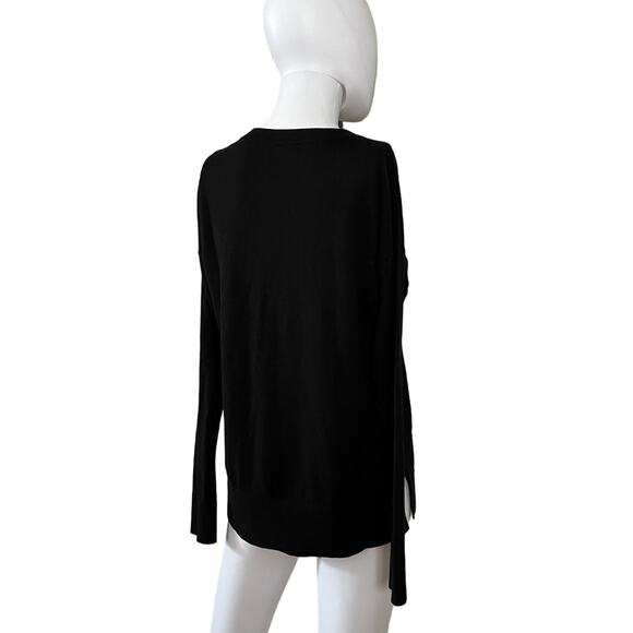 Splendid Black Viscose Cashmere Blend Lace Up Neck Sweater Small - Picture 4 of 6